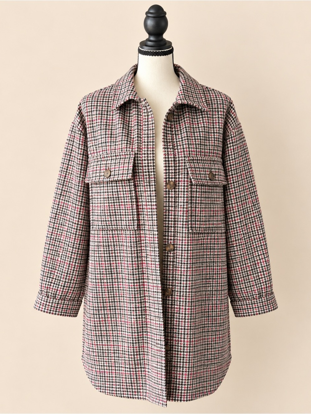 Houndstooth Midi Length Chore Coat XL
